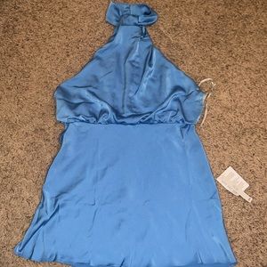 Blue Asos Formal Halter Mini Dress